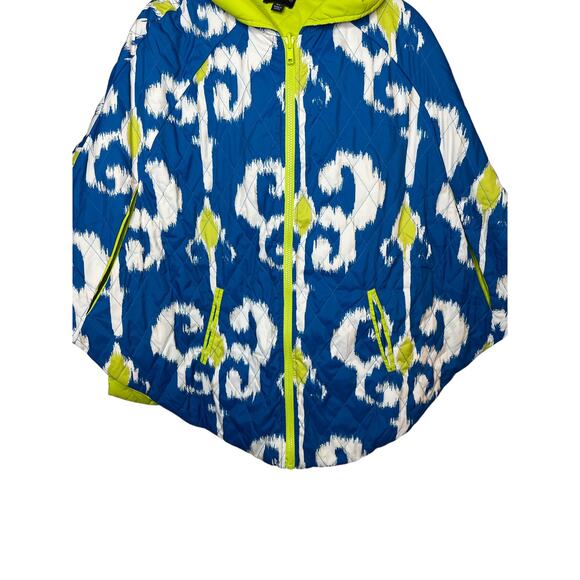 Curations Reversible Hooded Poncho Cape Jacket  M/L Blue - Picture 5 of 10